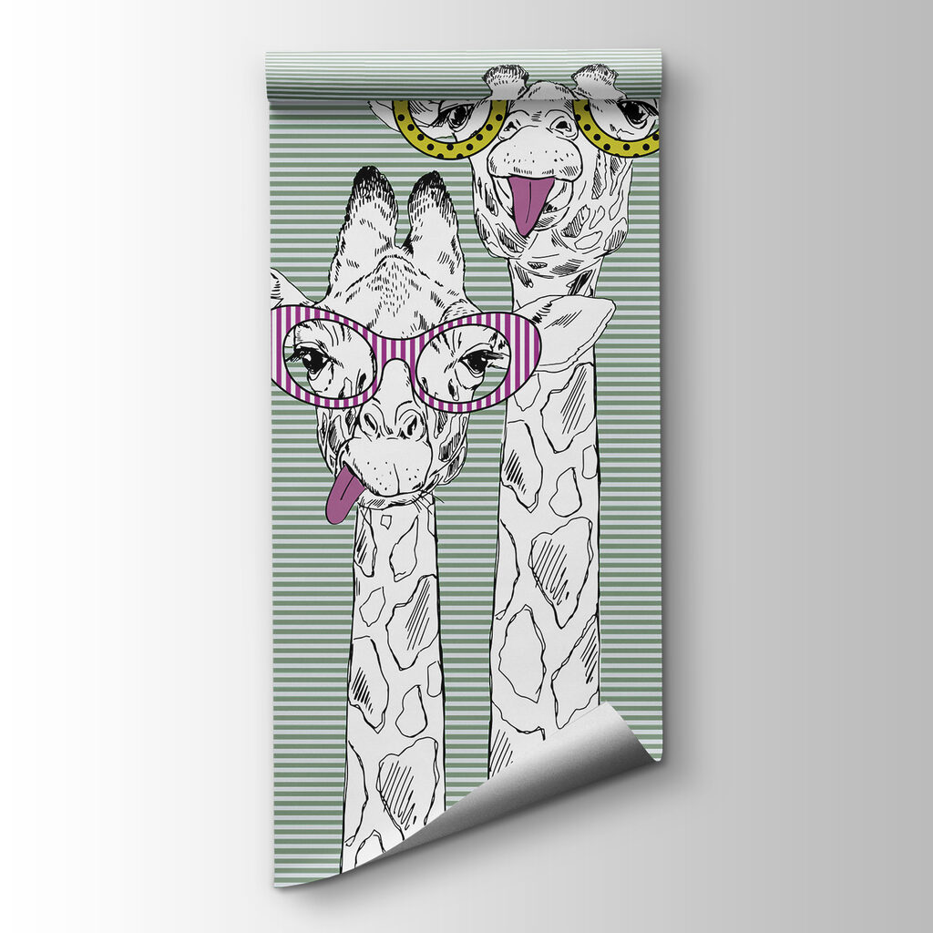 A couple of giraffes wearing glasses