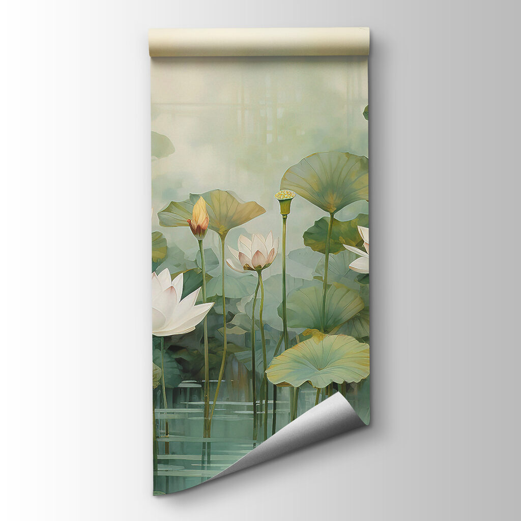 A white flowers and green leaves in a pond A white flowers and green leaves in a pond