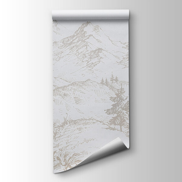 A drawing of a road and trees A drawing of a road and trees