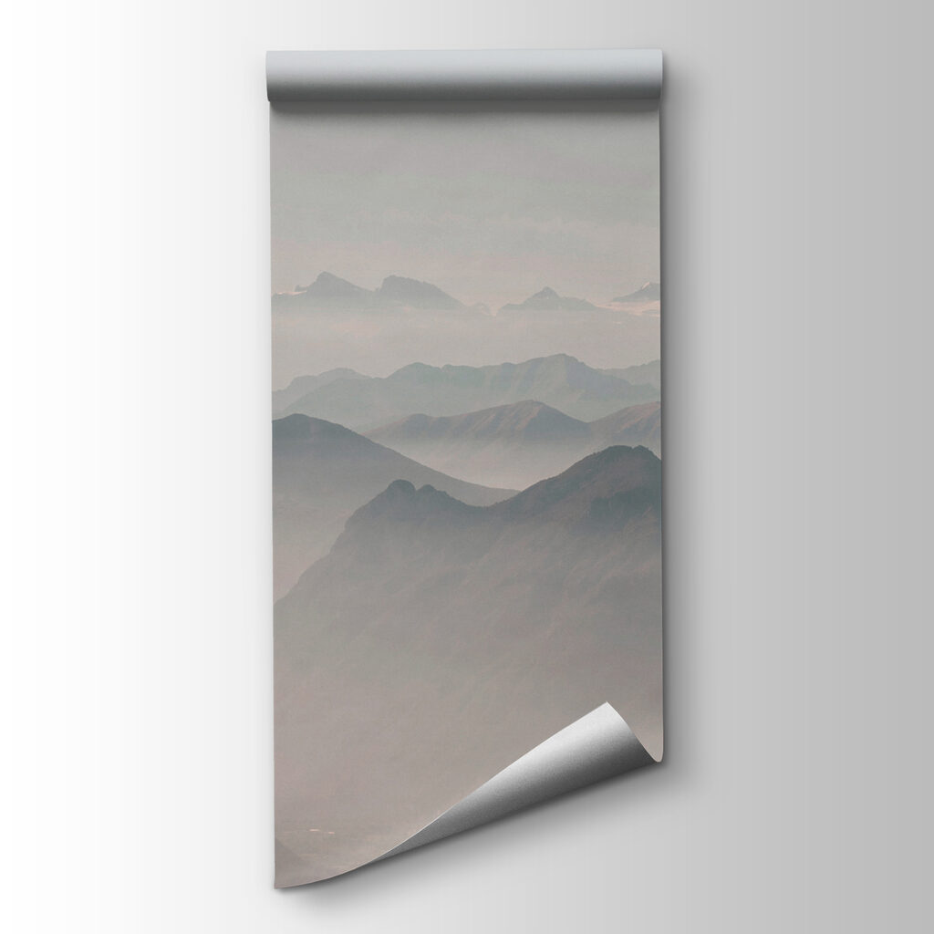 A mountain range with fog A mountain range with fog