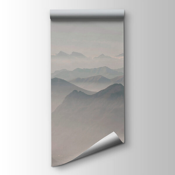 A mountain range with fog A mountain range with fog