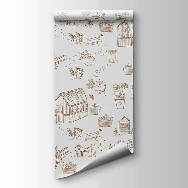 A pattern of gardening tools and plants A pattern of gardening tools and plants