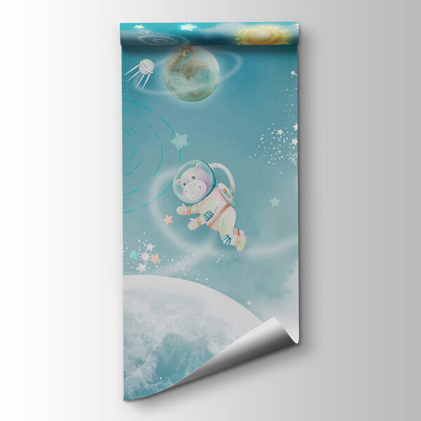 A cartoon space scene with planets and stars A cartoon space scene with planets and stars