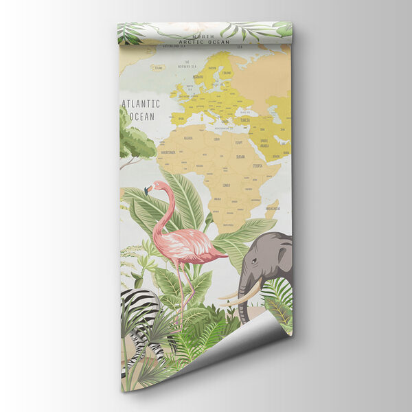 A map of the world with animals A map of the world with animals