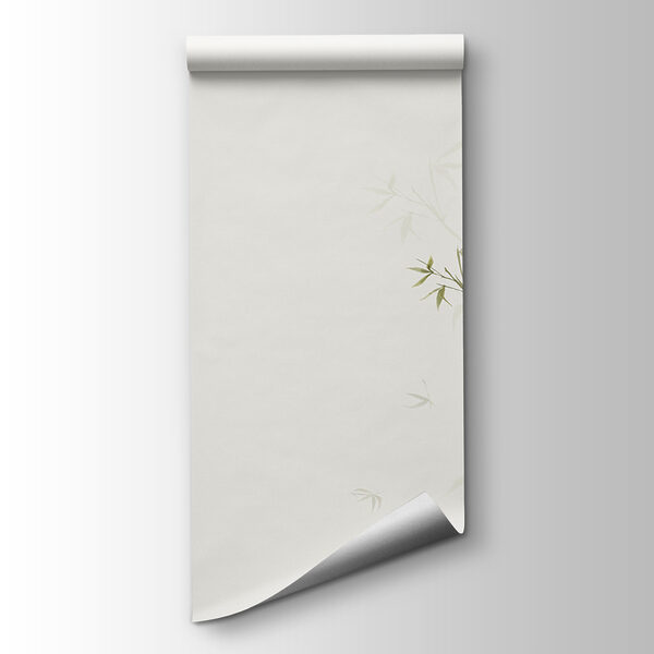 A bamboo branches with leaves and a sun A bamboo branches with leaves and a sun