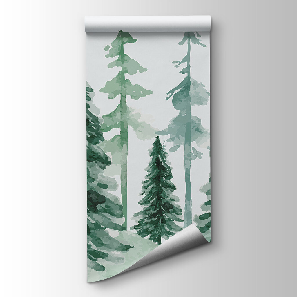 A group of trees in a snowy forest A group of trees in a snowy forest