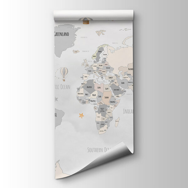 A map of the world with hot air balloons A map of the world with hot air balloons