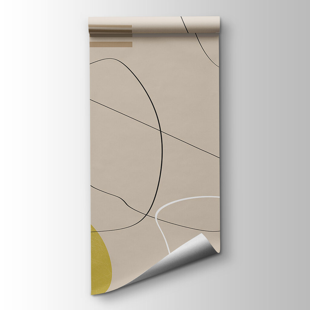 A yellow and black lines on a beige background