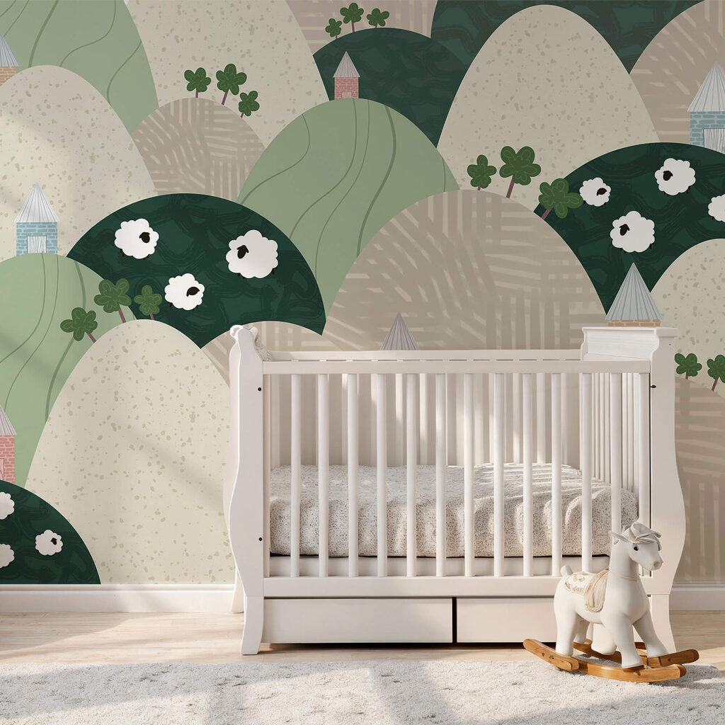 Landschap met heuvels en bloemen