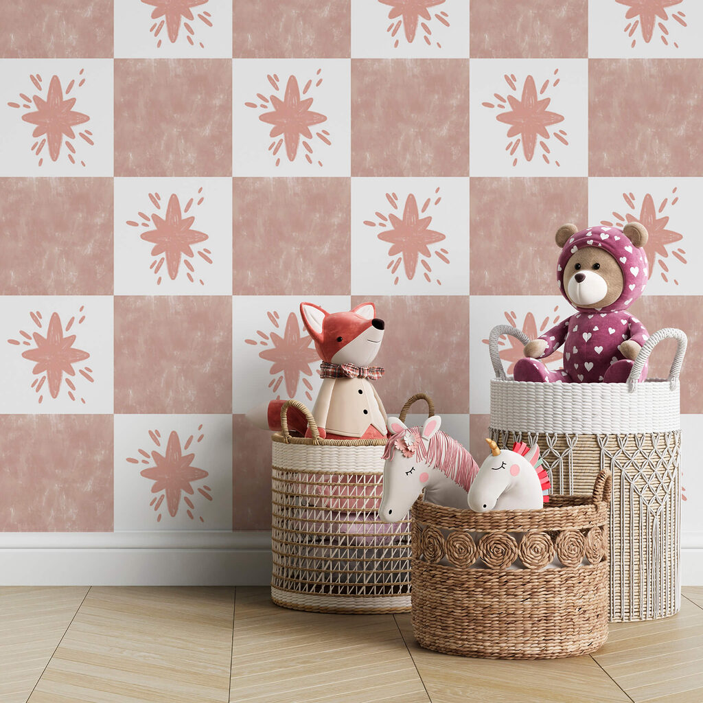 Patroon van roze vierkanten met witte vierkanten