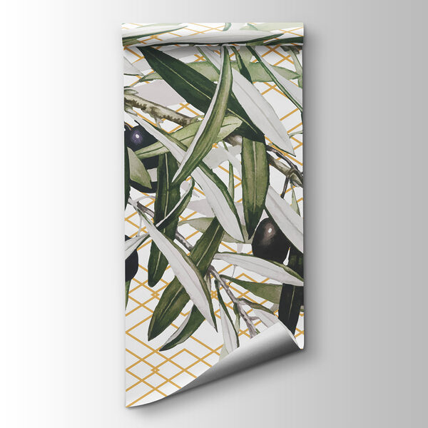 A branch with black olives and leaves