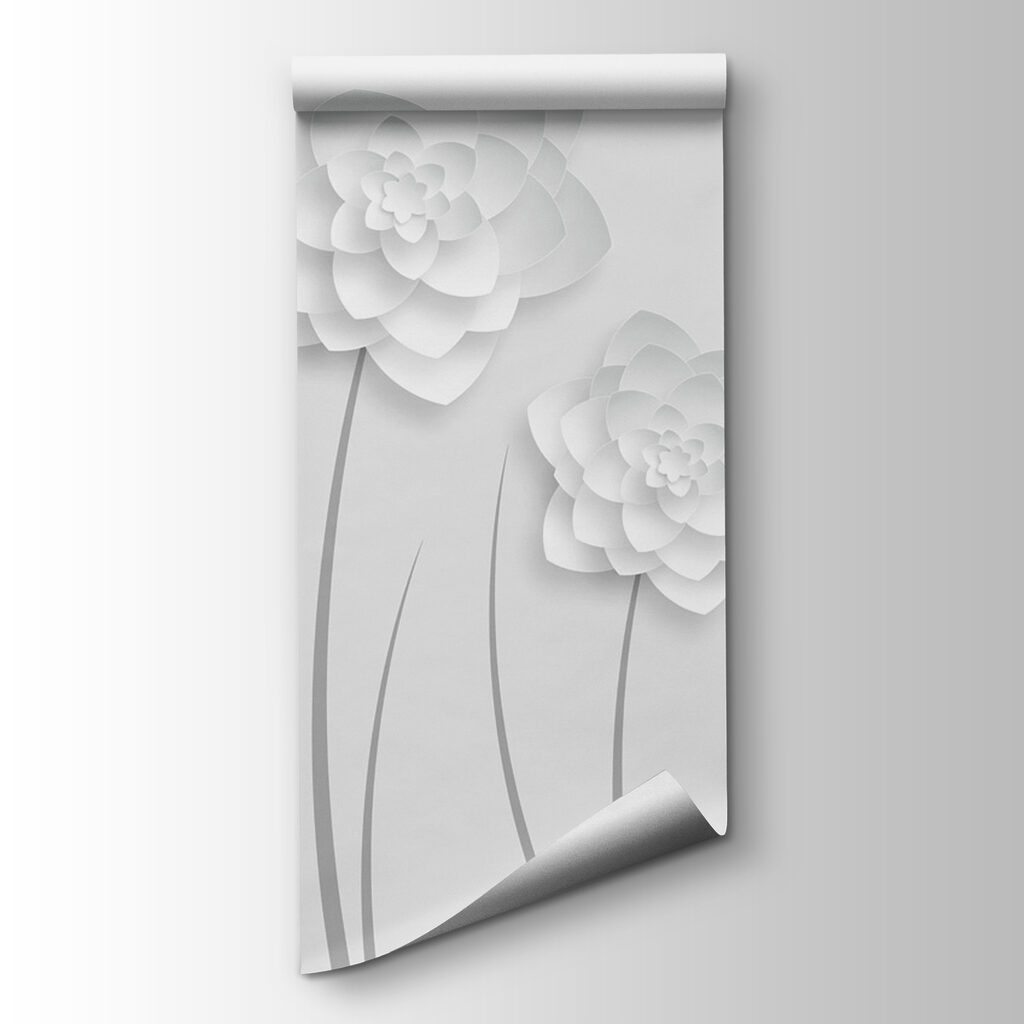 White paper flowers on a white background