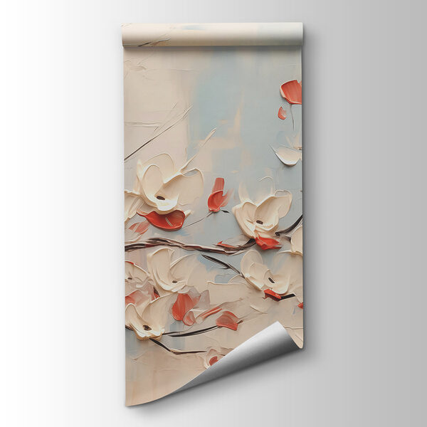 Painting of a tree with white flowers Painting of a tree with white flowers