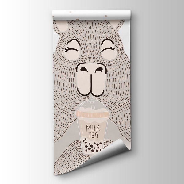 Cartoon of a bear holding a bubble tea Cartoon of a bear holding a bubble tea