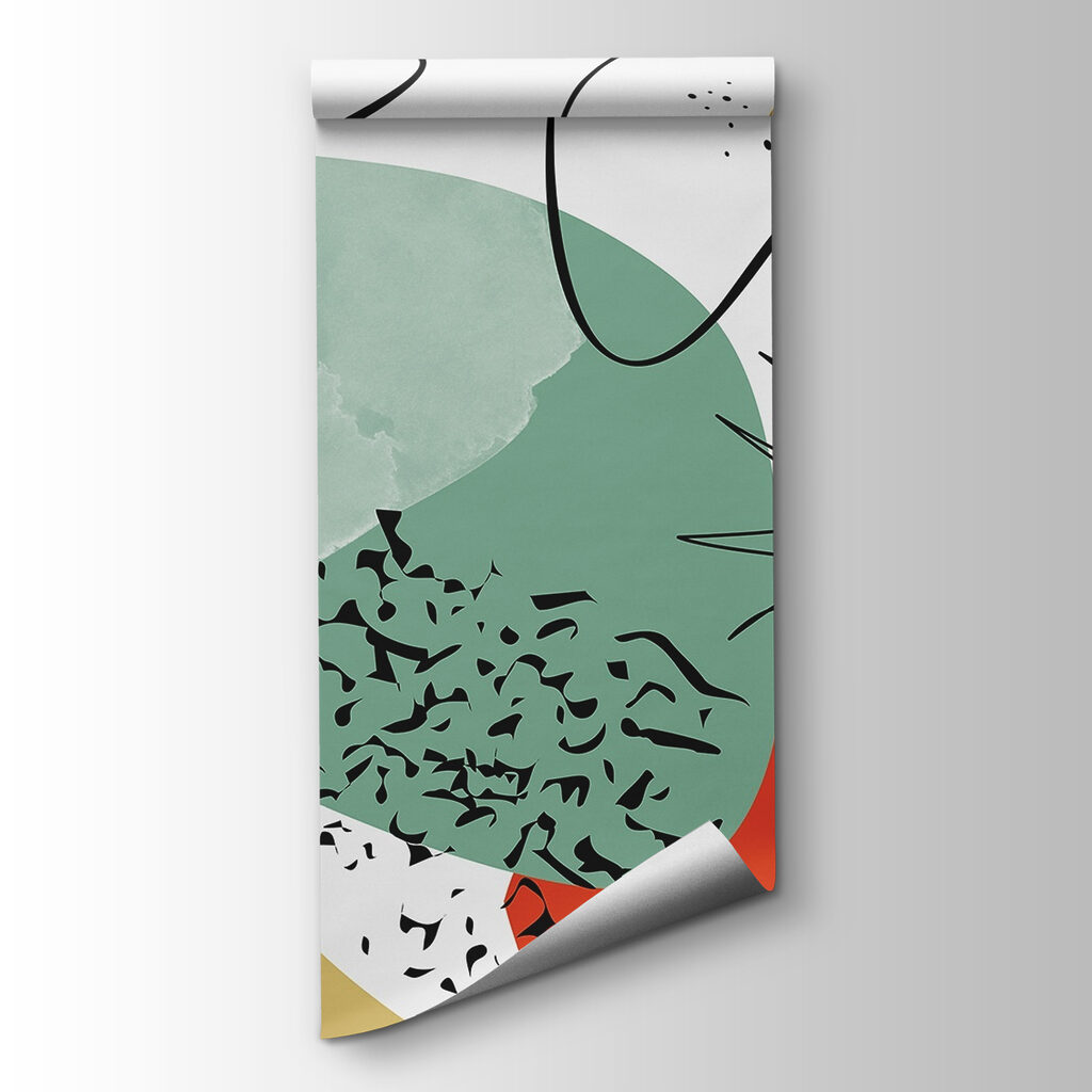 Colorful art with black and red and yellow shapes