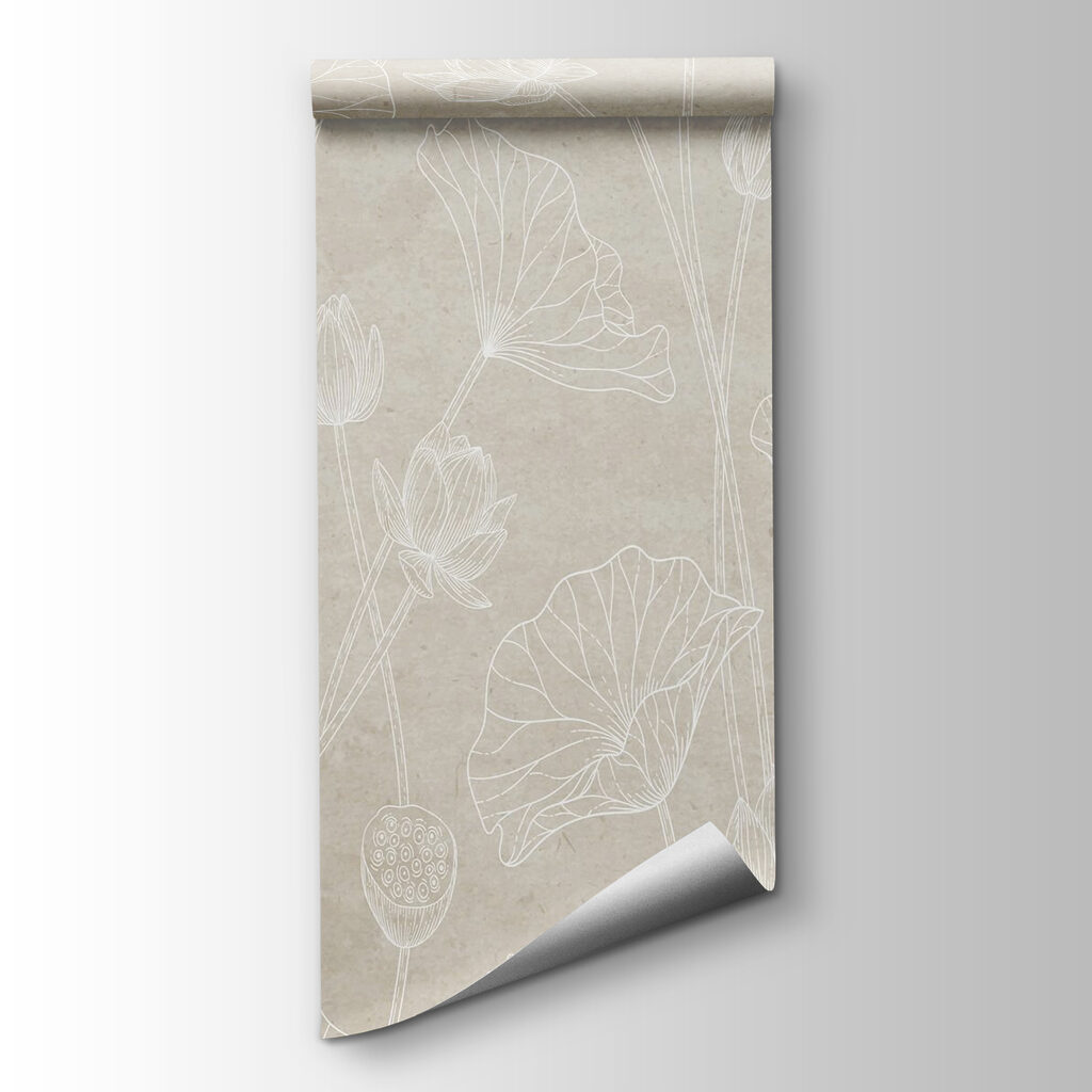 White line drawing of flowers
