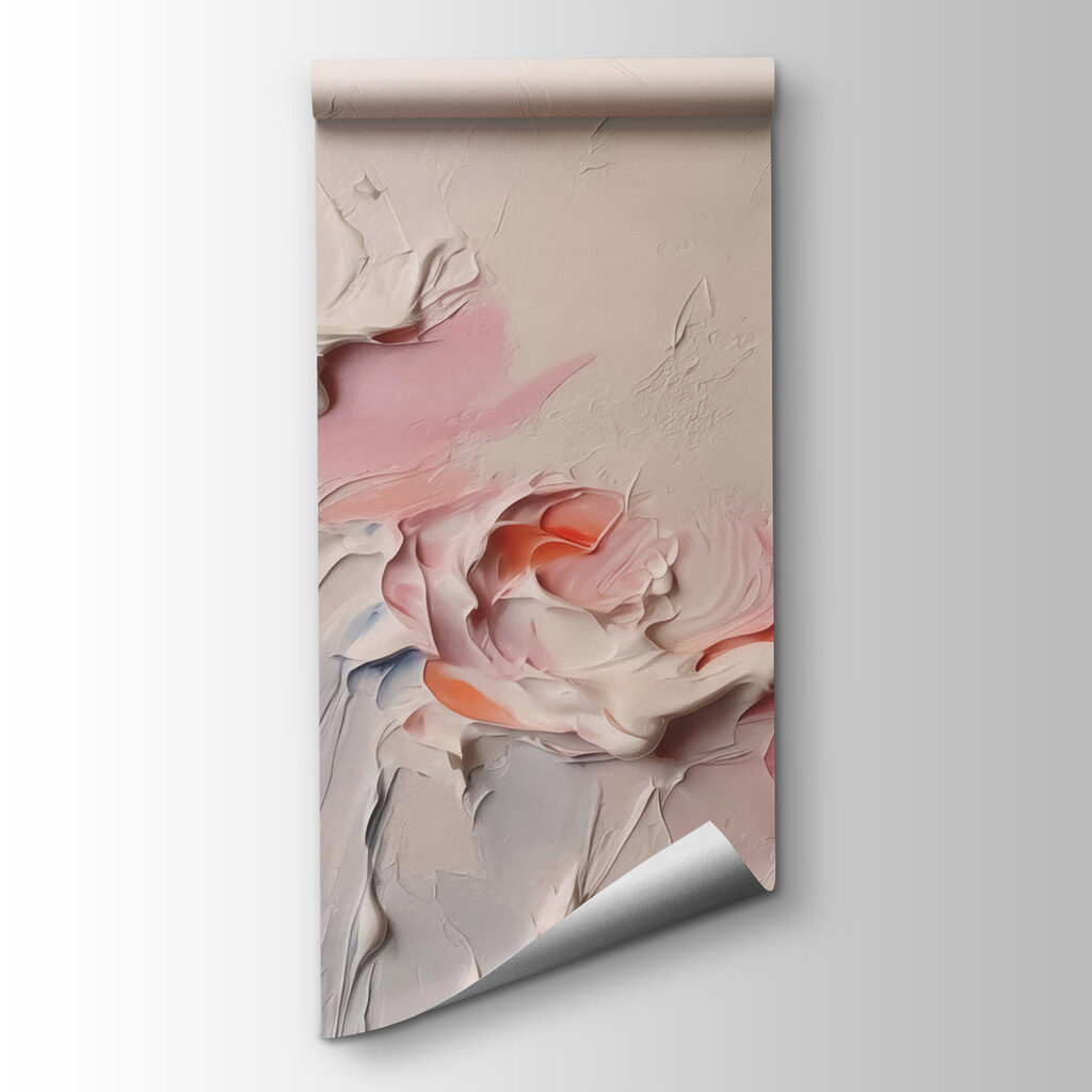 Painting of flowers with white and pink paint