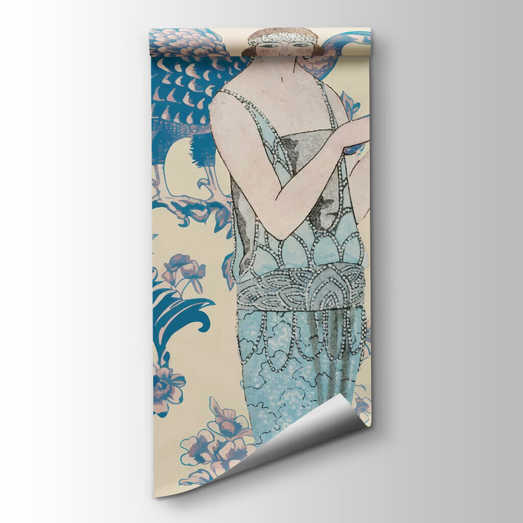 Woman holding a round blue object Woman holding a round blue object