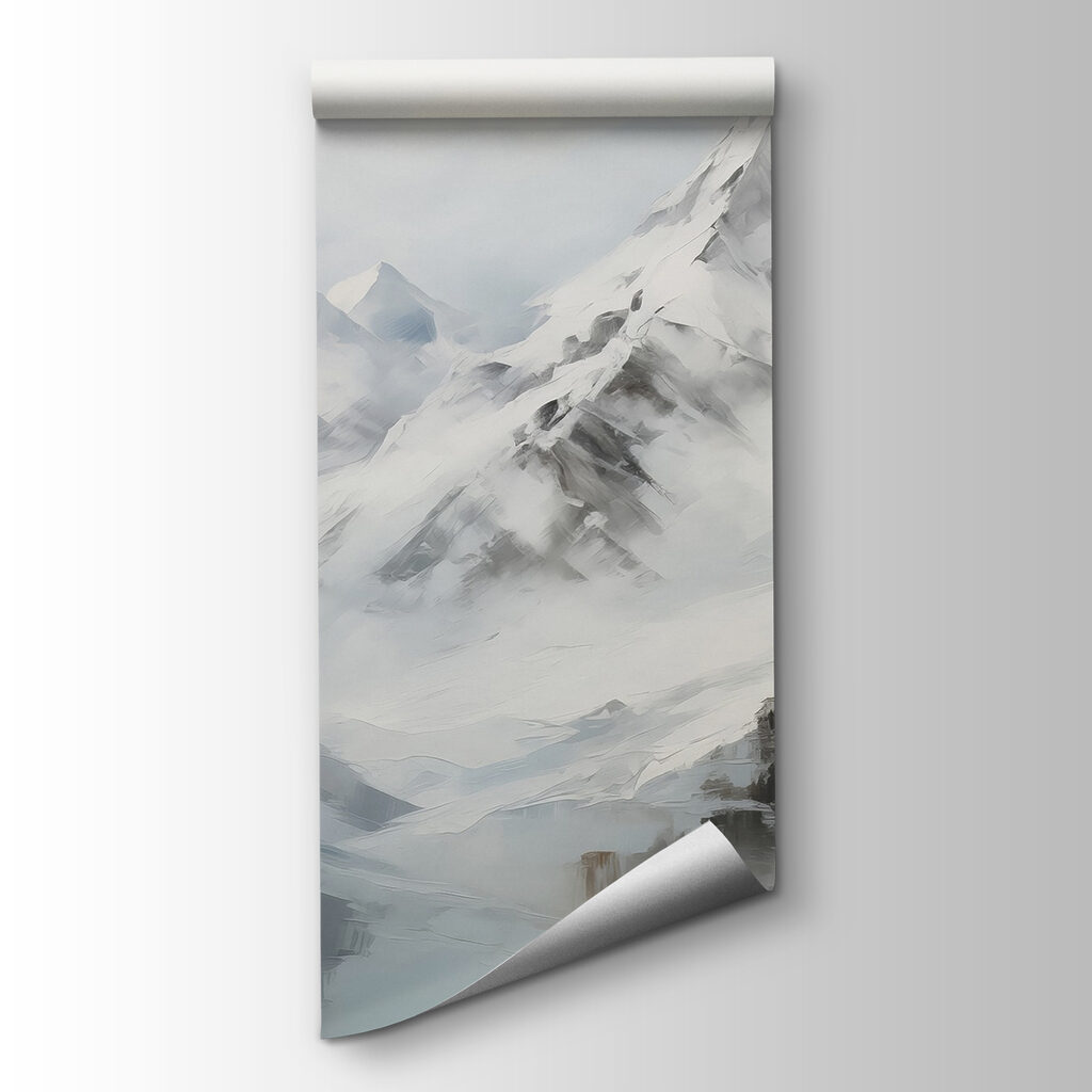 Painting of a snowy mountain range Painting of a snowy mountain range