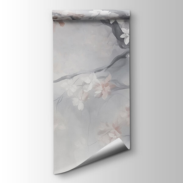 Painting of a tree with white flowers