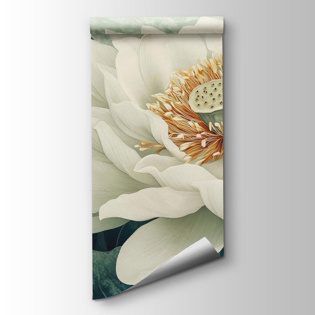 White flower with green leaves