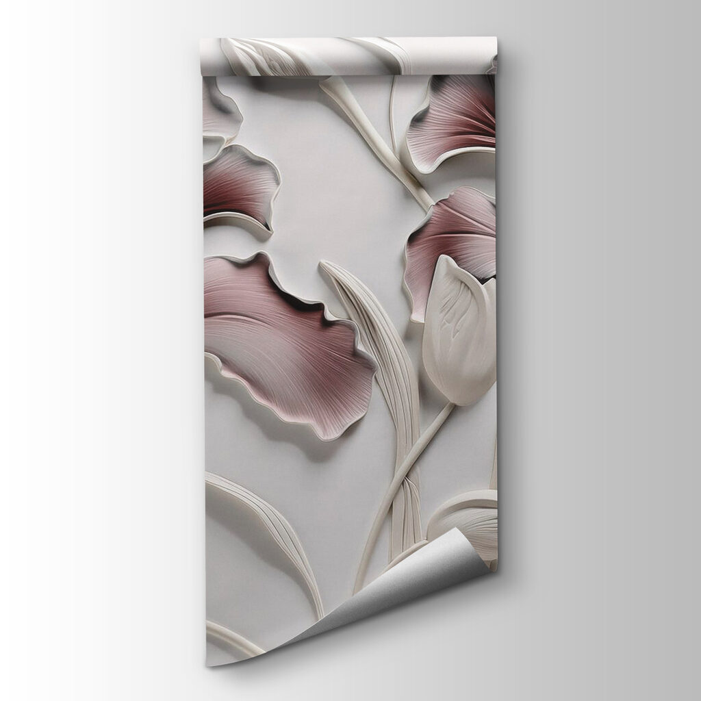 Wall with flowers and leaves