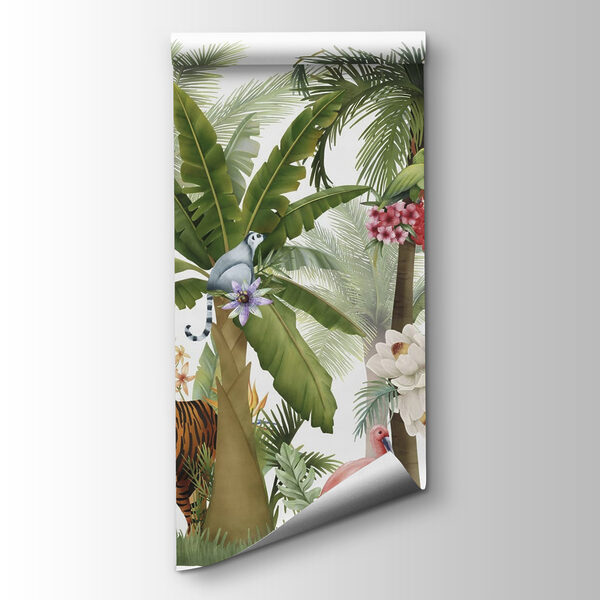 Wallpaper with animals and birds in the jungle Wallpaper with animals and birds in the jungle