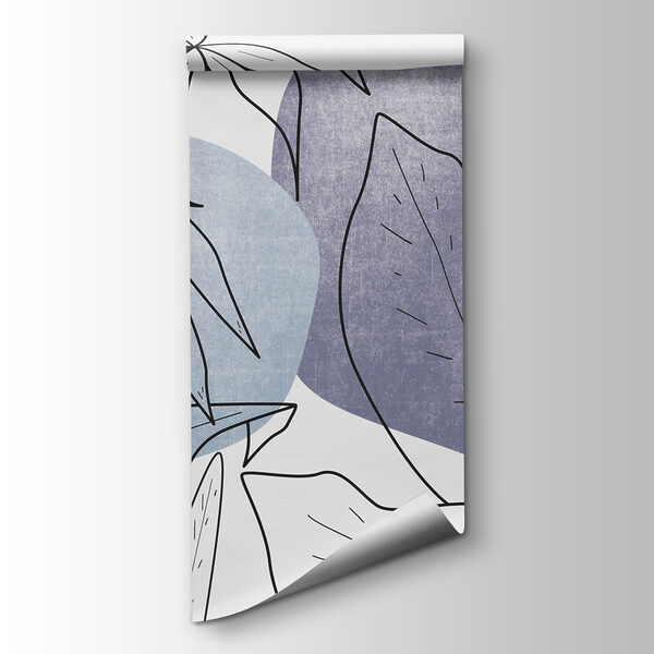 Drawing of leaves and a blue circle