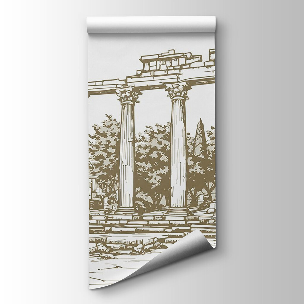 Drawing of a stone structure with columns Drawing of a stone structure with columns