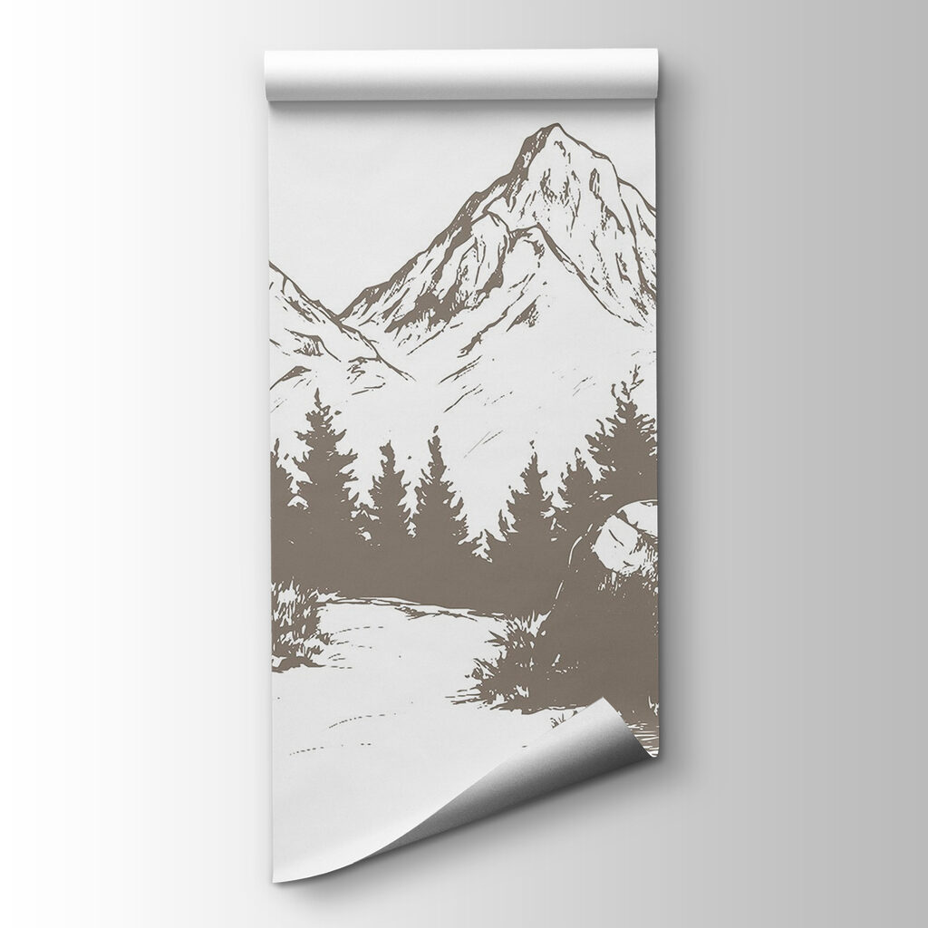 Mountain range with trees and rocks