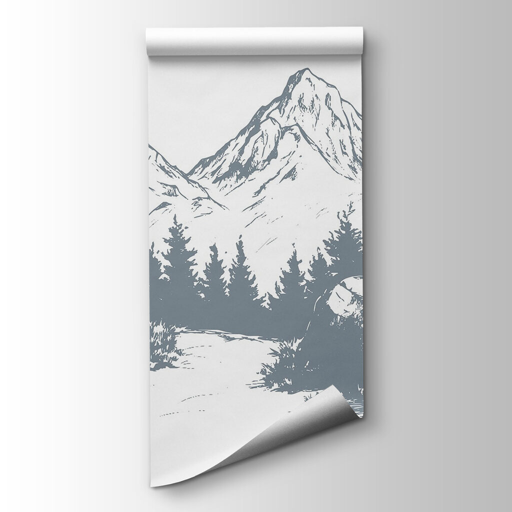 Mountain range with trees and rocks