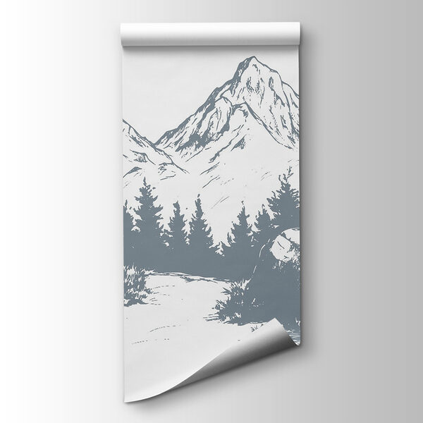 Mountain range with trees and rocks