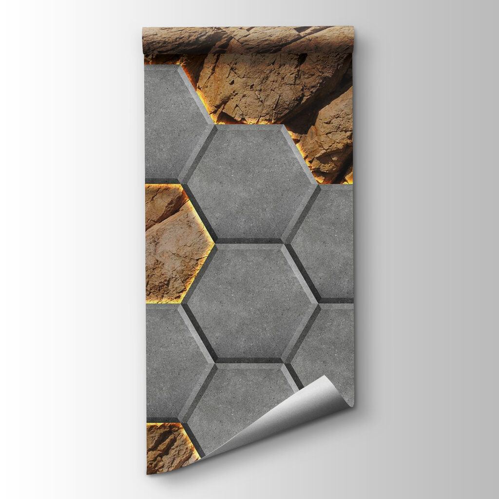 Stone hexagons on a rock Stone hexagons on a rock