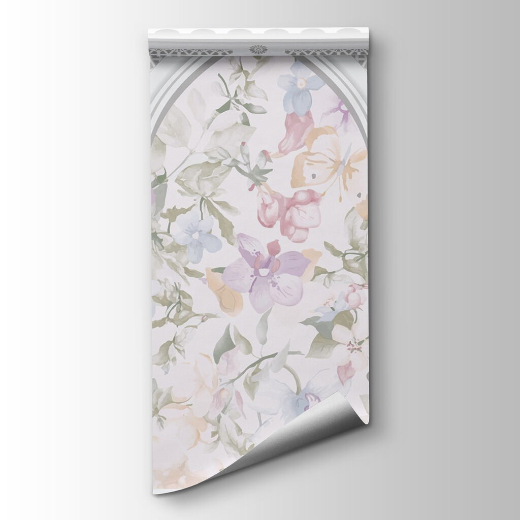 Wallpaper with flowers and arches Wallpaper with flowers and arches