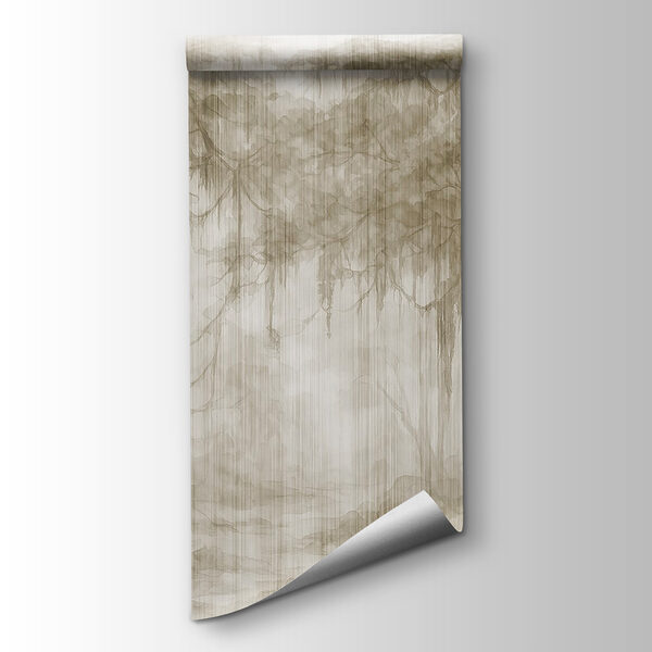 Group of trees in a foggy forest