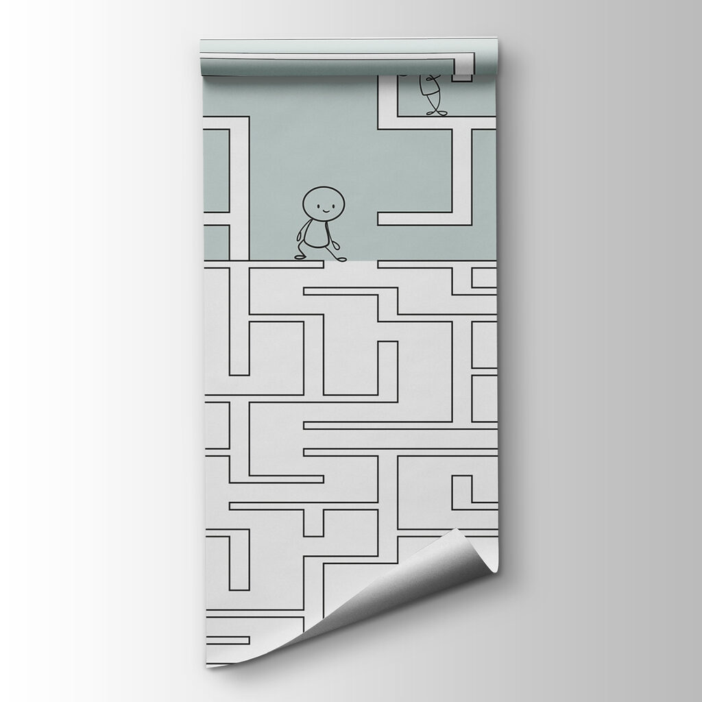 Maze with people walking through the maze