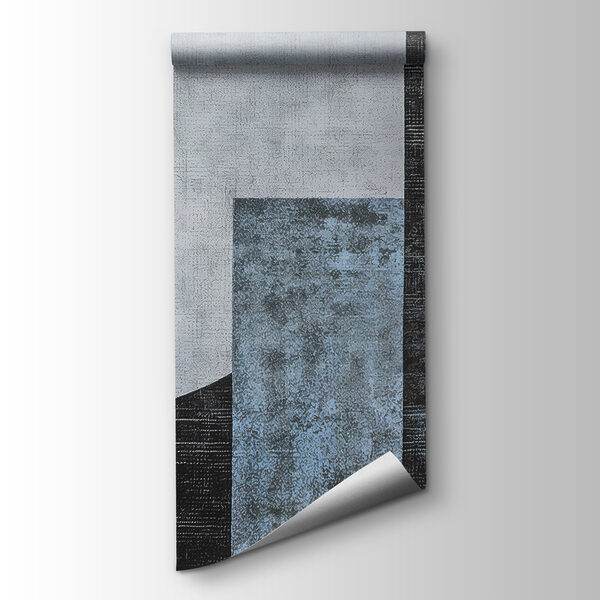 A black and blue and white art piece A black and blue and white art piece