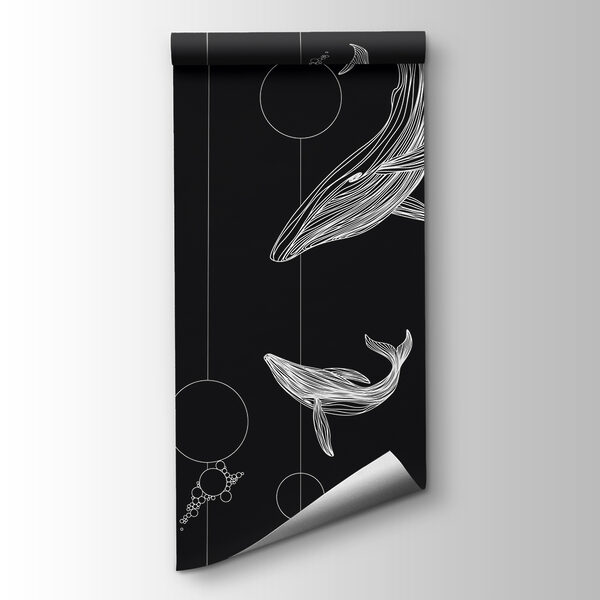 Group of whales and bubbles