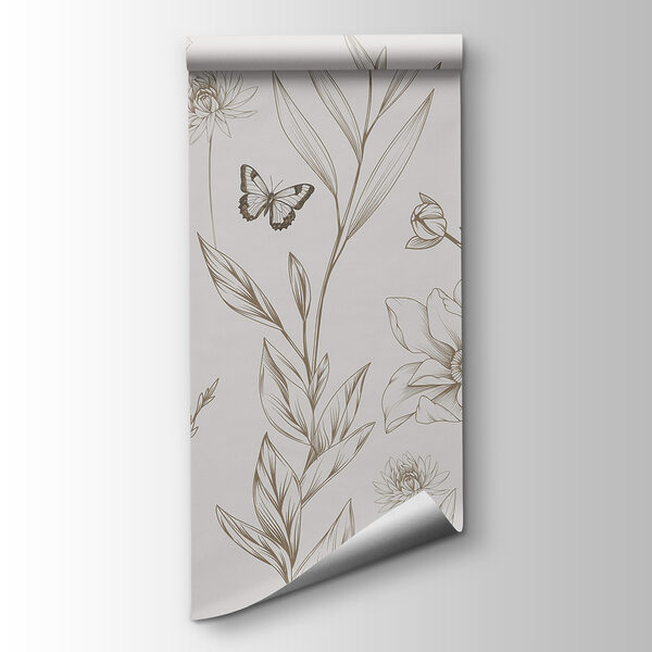 Wallpaper with flowers and butterflies Wallpaper with flowers and butterflies