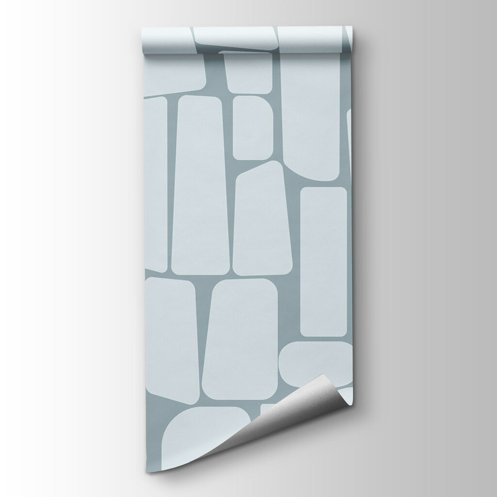 White rectangular shapes on a blue background