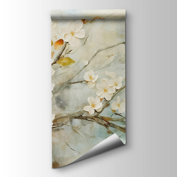 Painting of a branch with white flowers Painting of a branch with white flowers