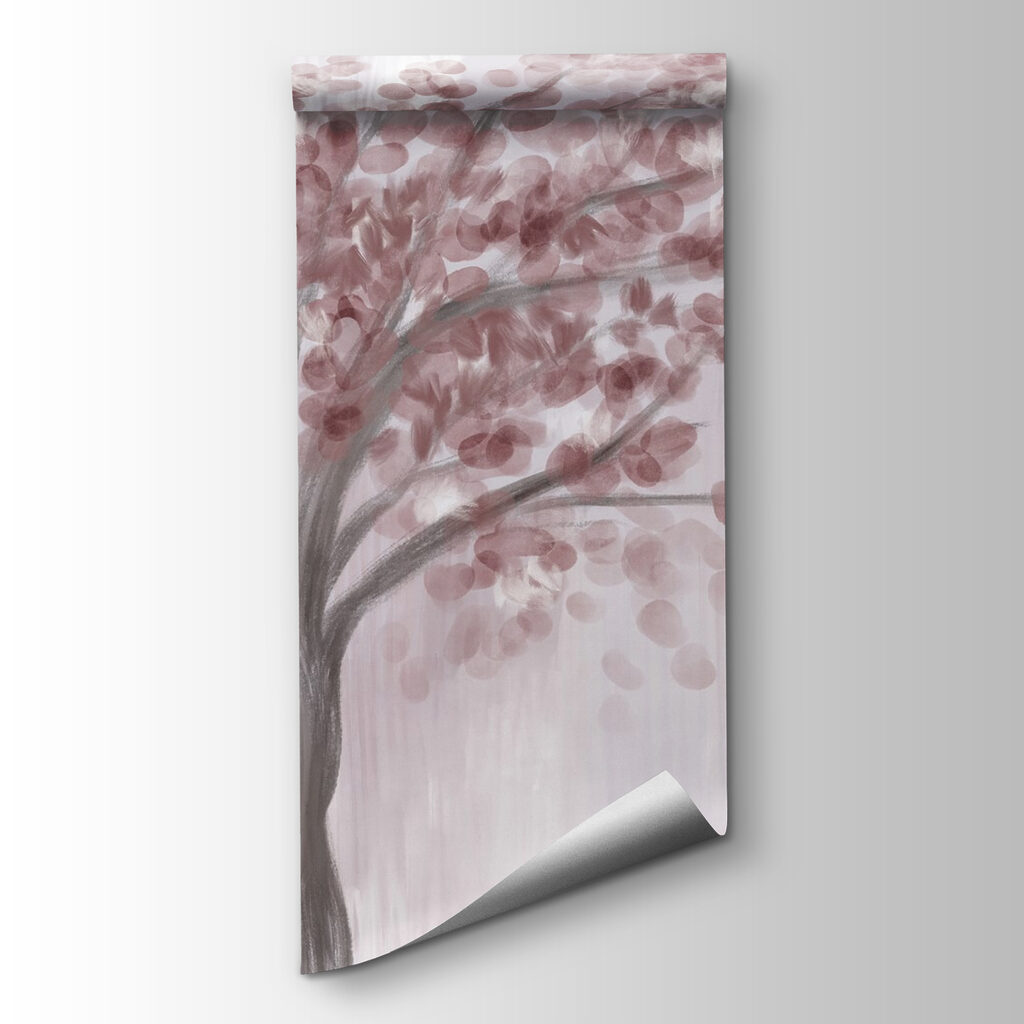 Painting of a tree with pink leaves Painting of a tree with pink leaves