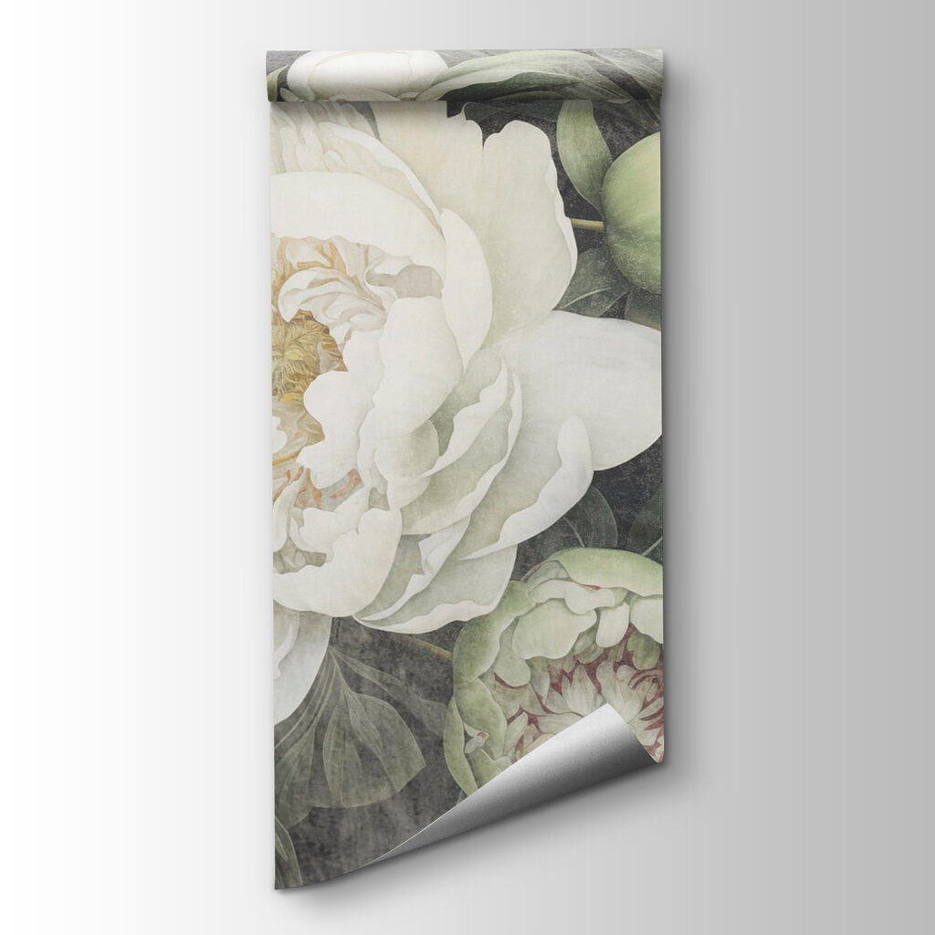 Delicate white peonies in bloom Delicate white peonies in bloom