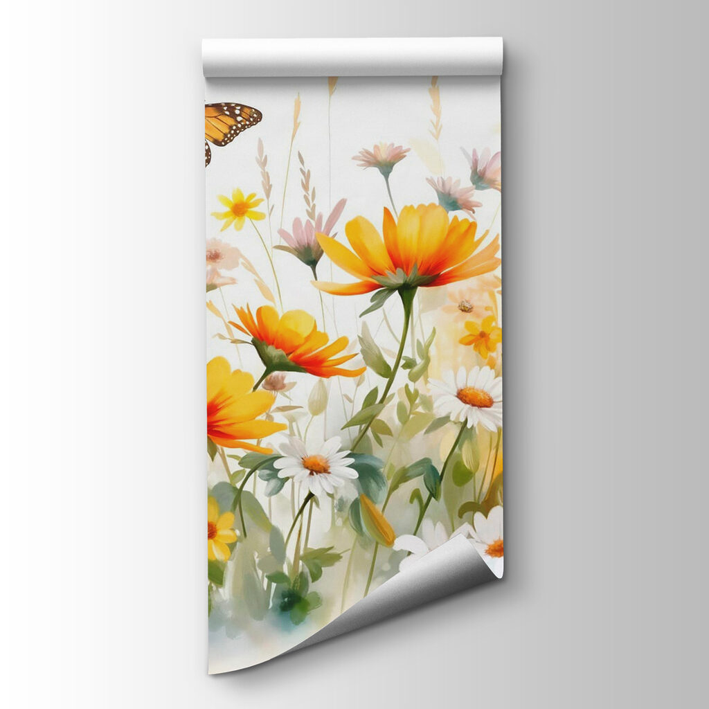 Butterfly flying over flowers Butterfly flying over flowers