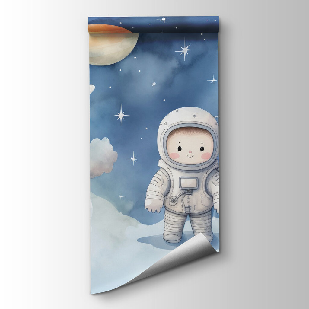 Cartoon of a child in space