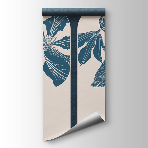 Group of white and blue floral designs