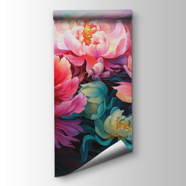 Painting of flowers on a blue background Painting of flowers on a blue background