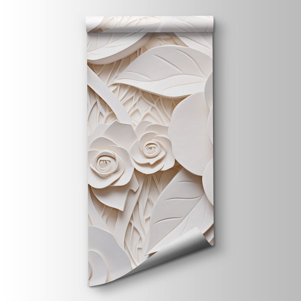 White paper flowers and leaves White paper flowers and leaves