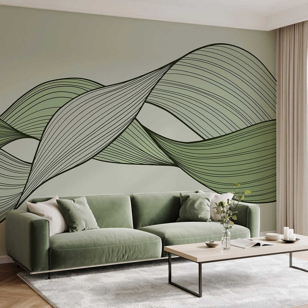 Groene en zwarte golvende lijnen