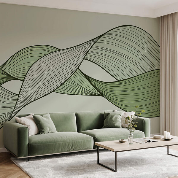 Groene en zwarte golvende lijnen